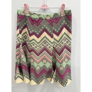 Matthew Williamson Boho Chevron Wool Skirt UK10 US6 Designer Geometric Print